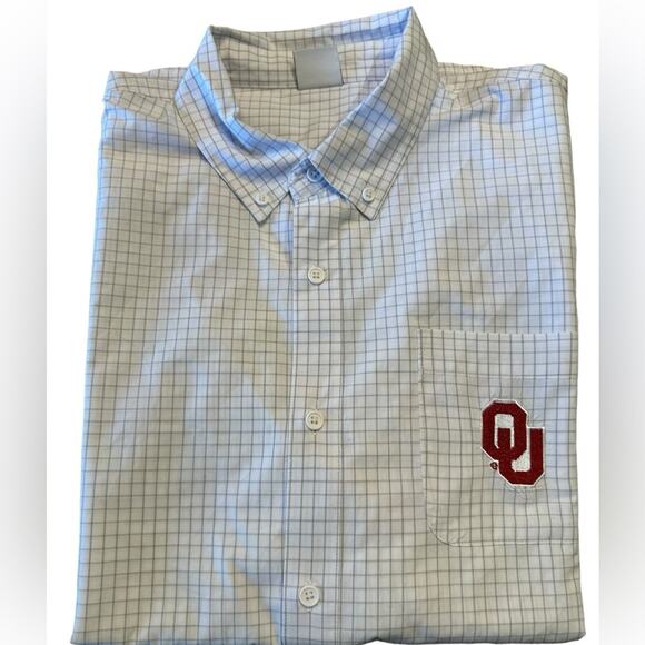 OU University of Oklahoma Men’s Large White & Gray Long Sleeve Button Down Shirt - Picture 4 of 8